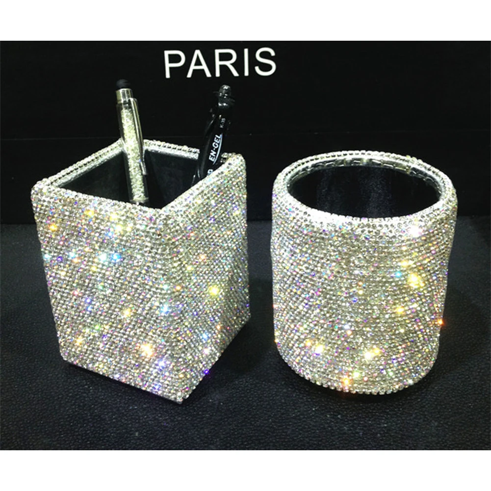 

Rhinestone Creative Containers for Home for Car Stowing Tidying Decoration Round Square Crystal Container