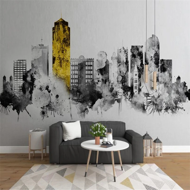 Custom Modern Mural Wallpaper for Wall Painting Ink city architecture Stickers Living Room Sofa Backdrop Wall Papers For Walls