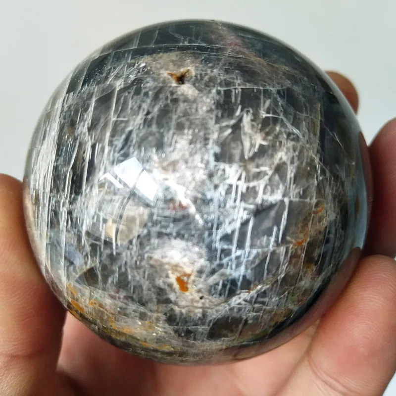Natural Gray Moonstone Crystal Stone Ball Witchcraft Supplies Chakra Healing Crystals FengShui Decoration