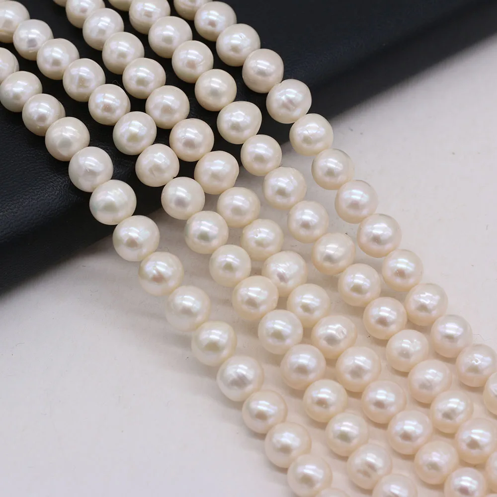 Real Natural Freshwater Top Pearls Beads White Round Loose Pearl Bead For Jewelry DIY Charm Bracelet Necklace Accessories Making