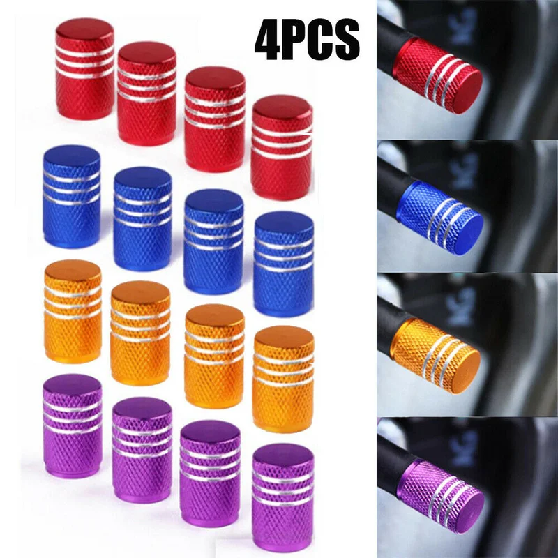 

4Pcs/Set Aluminum Round Tire Valve Stem Caps for Car Bike Motorcycle Alloy Valve Covers Universal Exterior Accessories