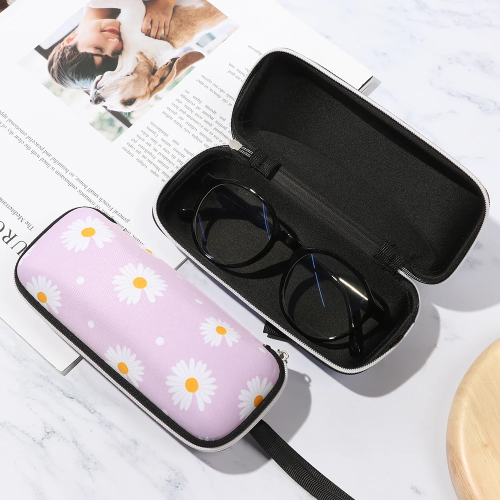 Daisy Sunglasses Box Glasses Pattern Eyewear Box Zipper Closure Simple Style Women Men Portable EVA Glasses Protective Box