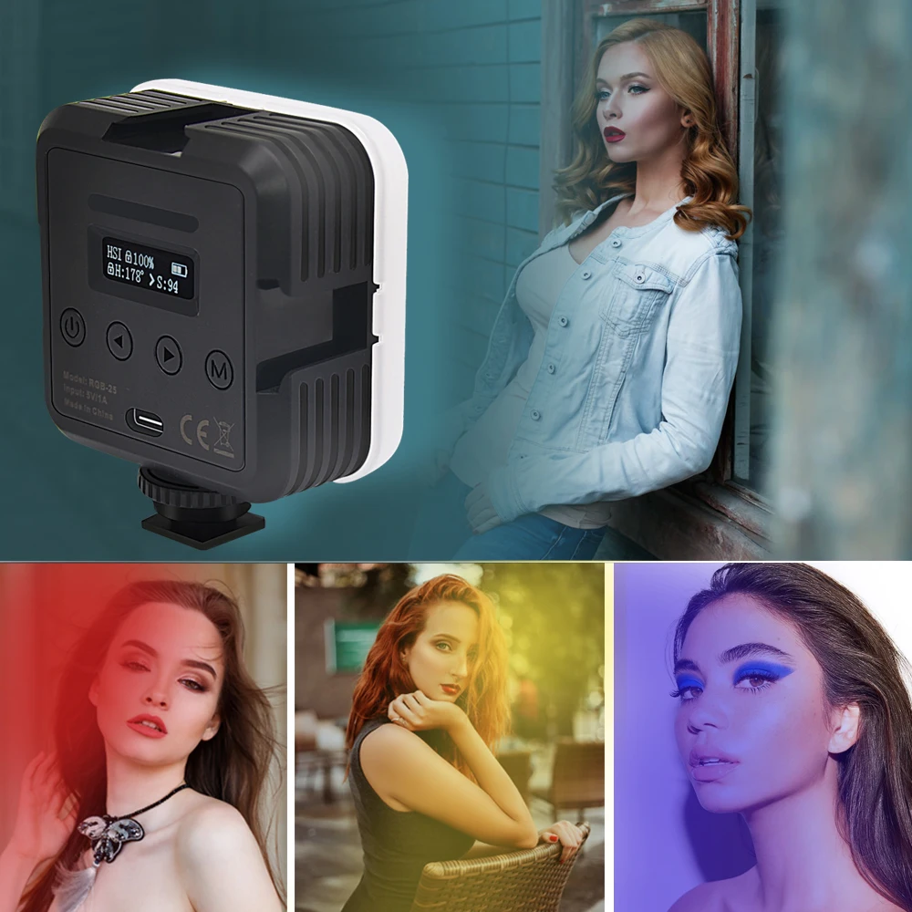 Mcoplus – Mini lumière de photographie vidéo LED, rvb CRI 95, 2500-8500K, pour Live de poche, YouTube Vlog, lampe