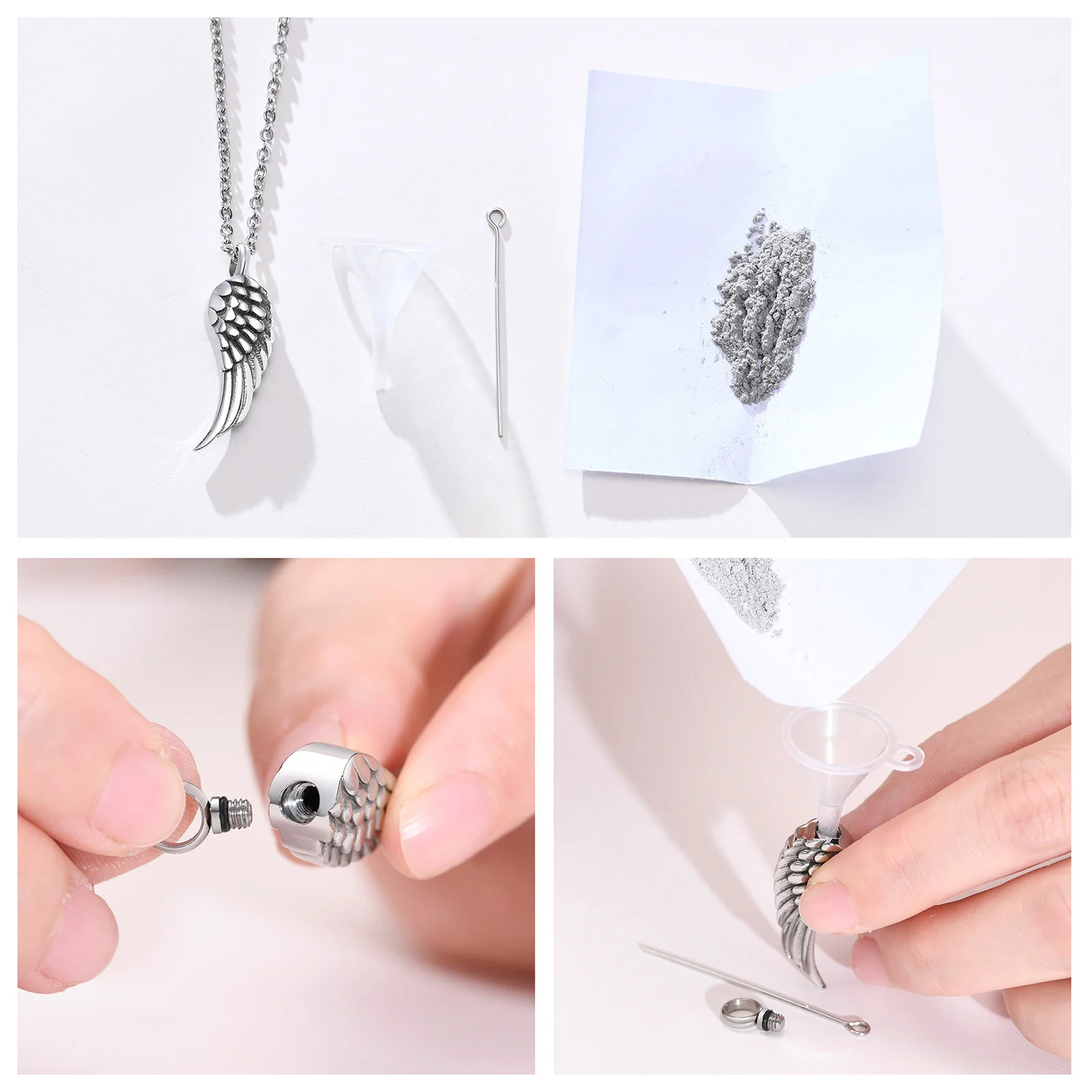 Delicate Angel Wing Cremation Necklace for Women,Stainless Steel Urn Pendant Ashes Holder Memorial Jewelry,Keepsake Gift