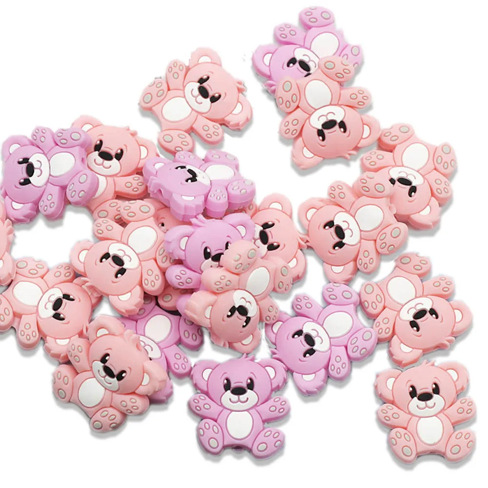 Cute-idea 10pcs Mini bear Silicone Beads BPA Free Cartoon Baby Teething Toys DIY Pacifier Chain Baby Products  Accessories