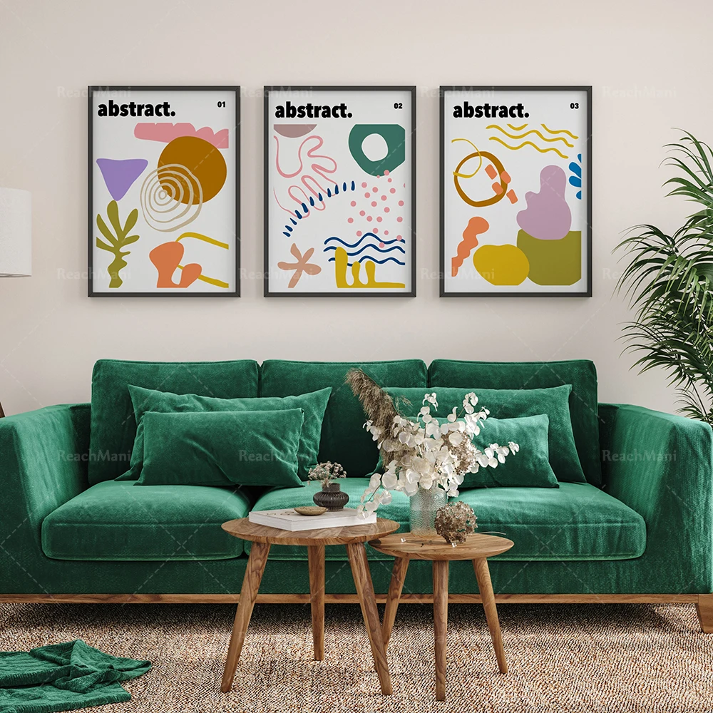 Abstract exhibition inspired prints, inspiring, colorful shapes, Matisse modern art Scandinavian poster minimalism