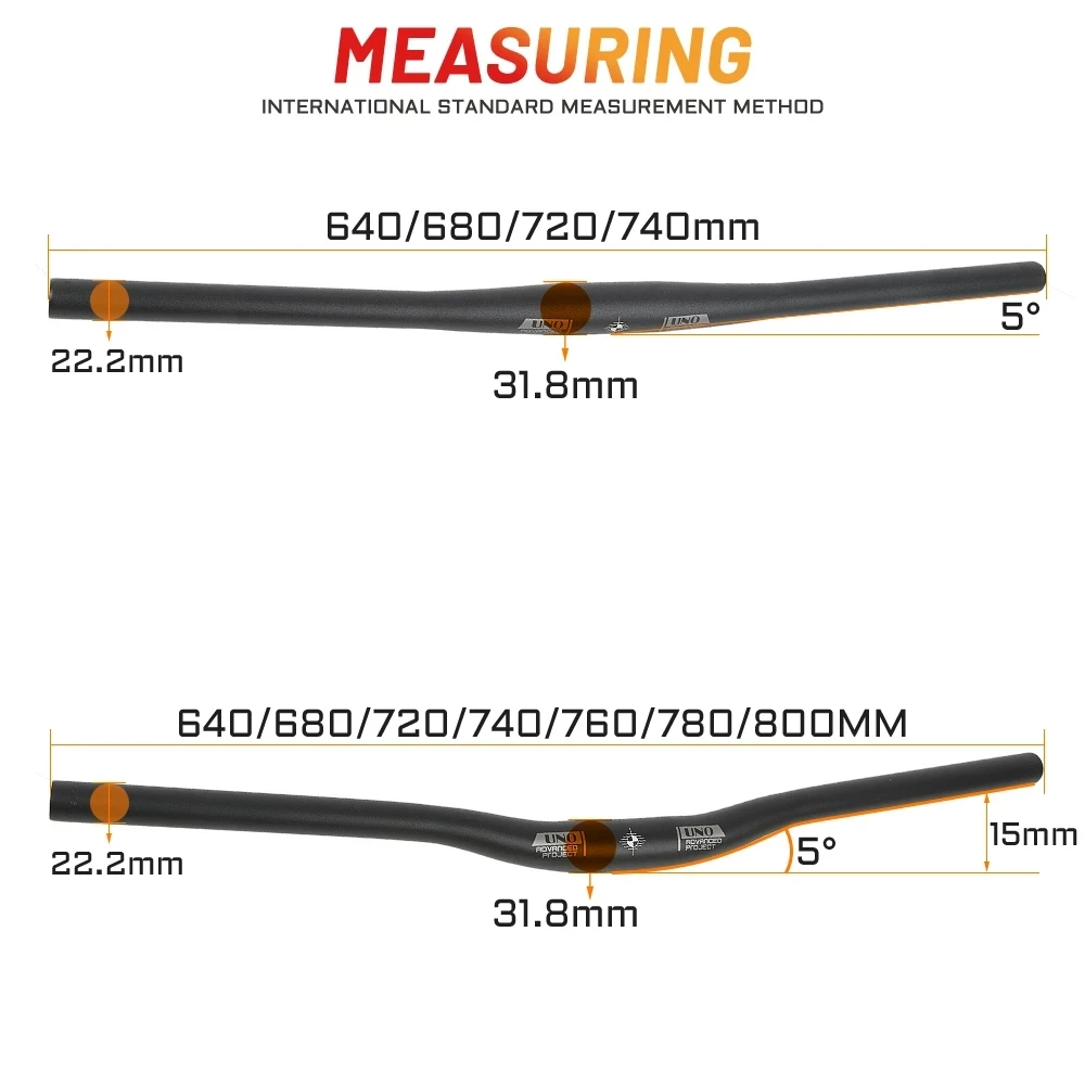 UNO Bicycle Straight / Swallow Handlebar MTB Aluminum Alloy Flat Bicycle Handle 640 680 720 740 760 780 800mm Bicycle Parts