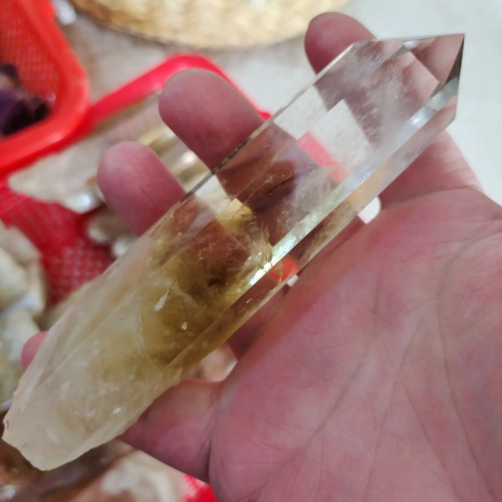 8-10cm 1pc Natural Crystals Point Citrine Healing Obelisk Yellow Quartz Wand Beautiful Ornament Home Decor Energy Stone