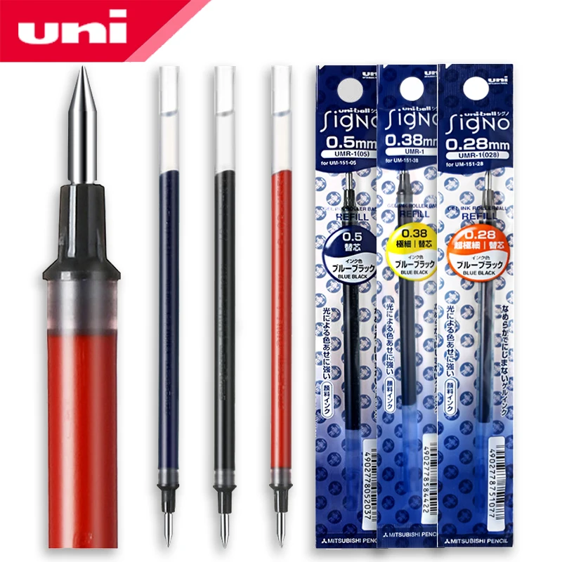 12pcs UNI Ball Signo series gel refill UMR-1 is suitable for UM-151 gel pen red blue black 0.28/0.38/0.5mm student stationery