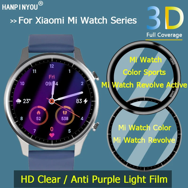 For Xiaomi Mi Watch Color Revolve Active Full Cover 3D Curved Clear / Purple Light Plating Soft Film Screen Protector -Not Glass