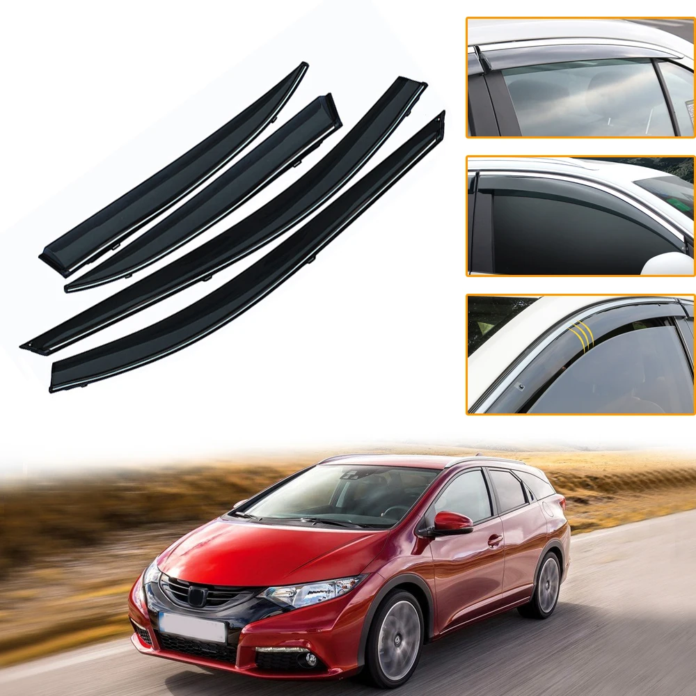 For Honda Civic 2012 2013 2014 2015 Car Styling Smoke Window Sun Rain exterior visor Deflector Guard Accessorie 4PC