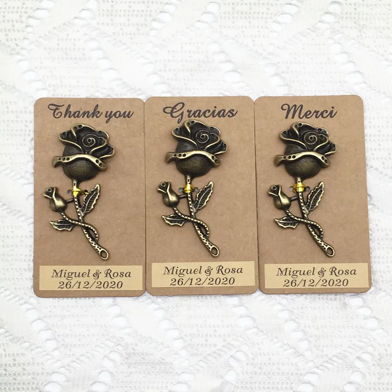 

Retro Roses with Custom Stickers and Escort Card Tag, Key Bottle Opener, Wedding Favors Gifts, Party Gift Souvenirs, 50 PCs/Lot