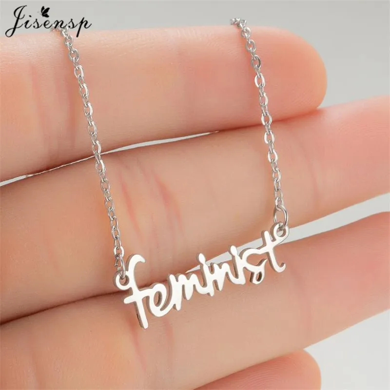 Stainless Steel Letter Feminist Necklace Women Female Strong Woman Girls Power Fashion Jewelry Best Friend Pendants Necklaces