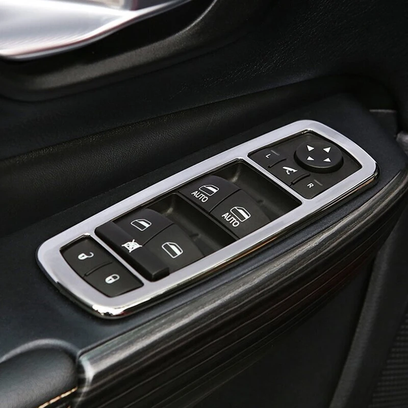 

ABS Chrome Accessories For Jeep Cherokee KL 2014 2015 2016 2017 2018 Car Door Window Glass Lift Control Switch Panel Cover Trim