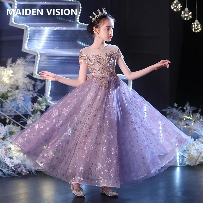 2024Kids Dresses For Party Wedding Dress Sequins Beaded embroidery Children Pageant Gown Girls PrincessTulle Dress Girl Clothing