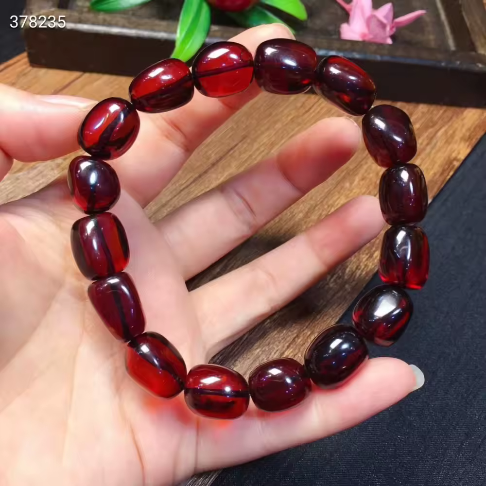 Браслет Natural Blood Red Amber Gemstone Oval Beads 10x8mm Healing Stone Amber Женщины Jerwelry AAAAA