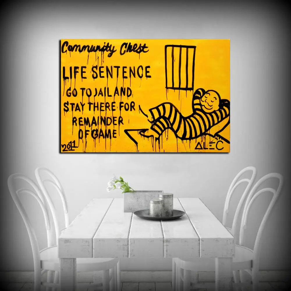 HD Print Alec Monopoly Oil Painting Home Decor Wall Art on Canvas Go To Jail Canvas Printings Canvas Painting - view 3