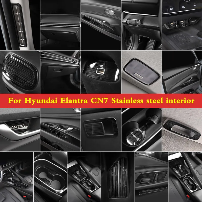 

For Hyundai Elantra CN7 2020 2021 Stainless steel LHD Central Gear Panel Control Panel Decal Car Gearbox Interior Modification