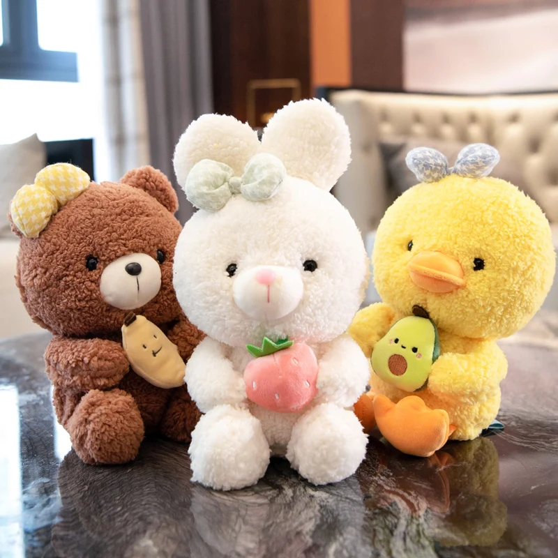 

25cm Lovely Stuffed Animal Bear Rabbit Duck Plush Toy Cute Appease Doll Soft Bunny Plushies Gift High Quality