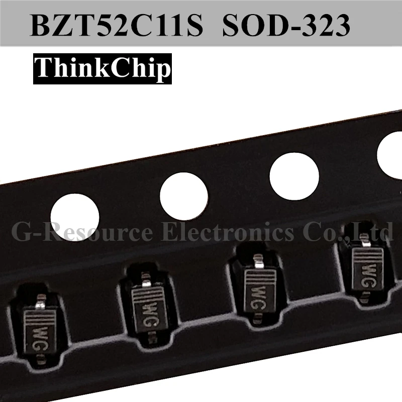 (100 قطعة) BZT52C11S SOD-323 SMD 0805 صمام ثنائي مثبت الجهد 11 فولت (وضع علامة WG)