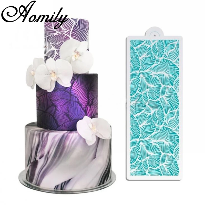 Amoliy Lace Cake Spray Stencils Powdered Sugar Sieve Painting Template Stencil Fondant Mold Pattern Printing Pastry Molds Baking