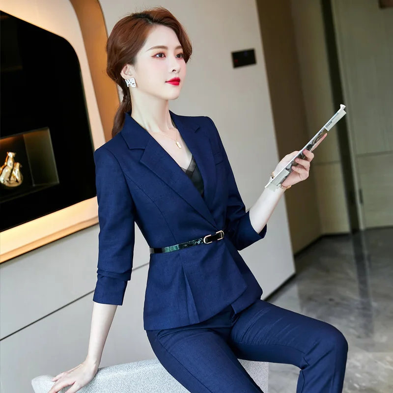 High Quality Fabric Formal Women Business Suits Autumn Winter Pantsuits OL Styles Professional Blazers Interview Career Clothing