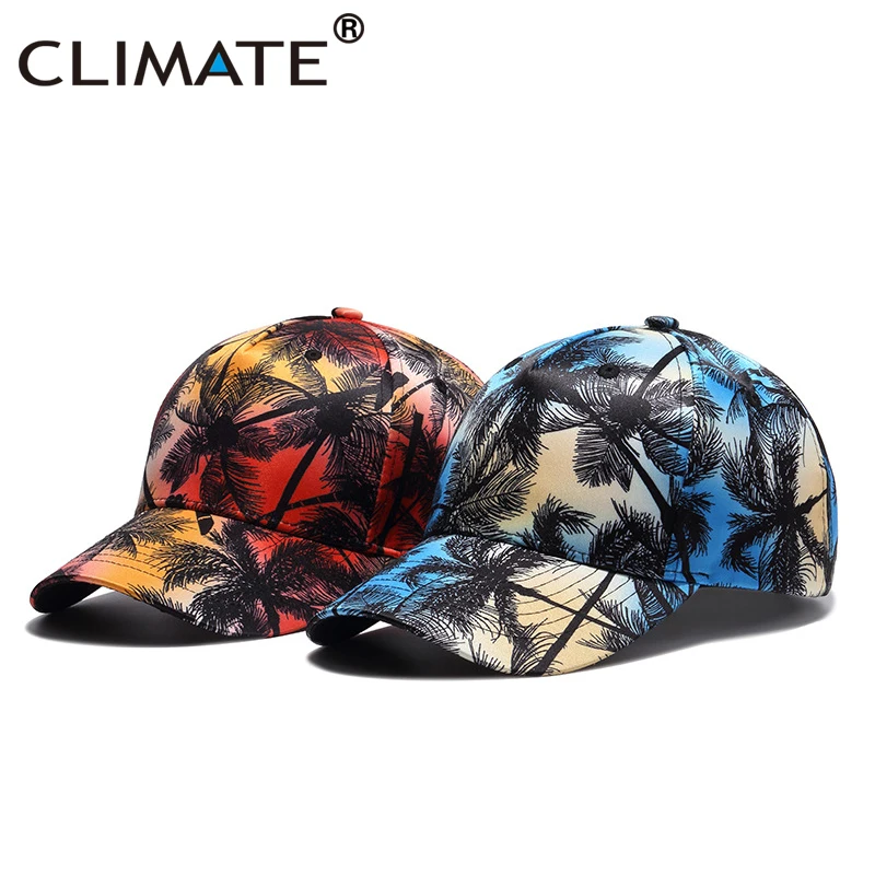 CLIMATE New Coconut Seaside Cap Beach Snapback Vacation Cap Rapper Hat 3D Printing Street Dancer Caps Hip Hop Dance Cap Hat Men