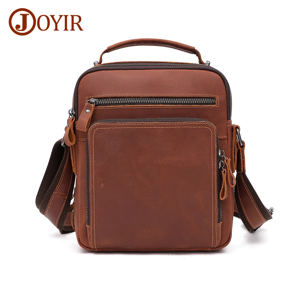 

JOYIR Men's Bag Genuine Leather Crossbody Bags for Men Crazy Horse Leather Messenger Shoulder Bags Male Handbag Sling Tote Bag