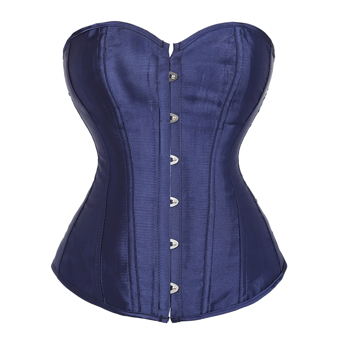 

Satin Overbust Corset Simple Elegant Bustier Plastic Boned Gothic Gorset Sexy Plus Size Busk Brocade Korset Hot Shaper