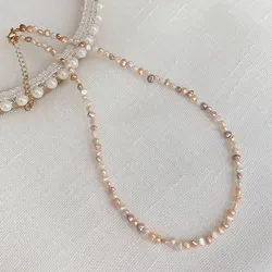 Fashion Women Jewelry Elegant Natural Freshwater Pearl Necklace Mixed Small Irregular Baroque Pearl Choker Wedding Collier