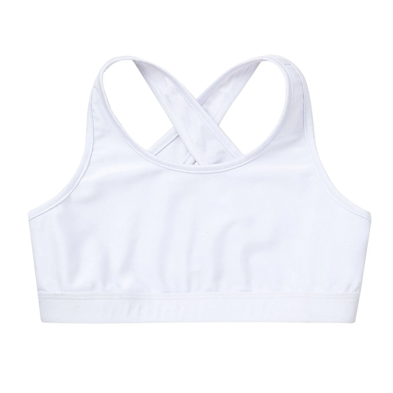 Kids Girls Pure Color Sleeveless Sport Bra Vest Tops Yoga Workout Gymnastics Dancing Clothes Children Ballet Dance Tank Crop Top