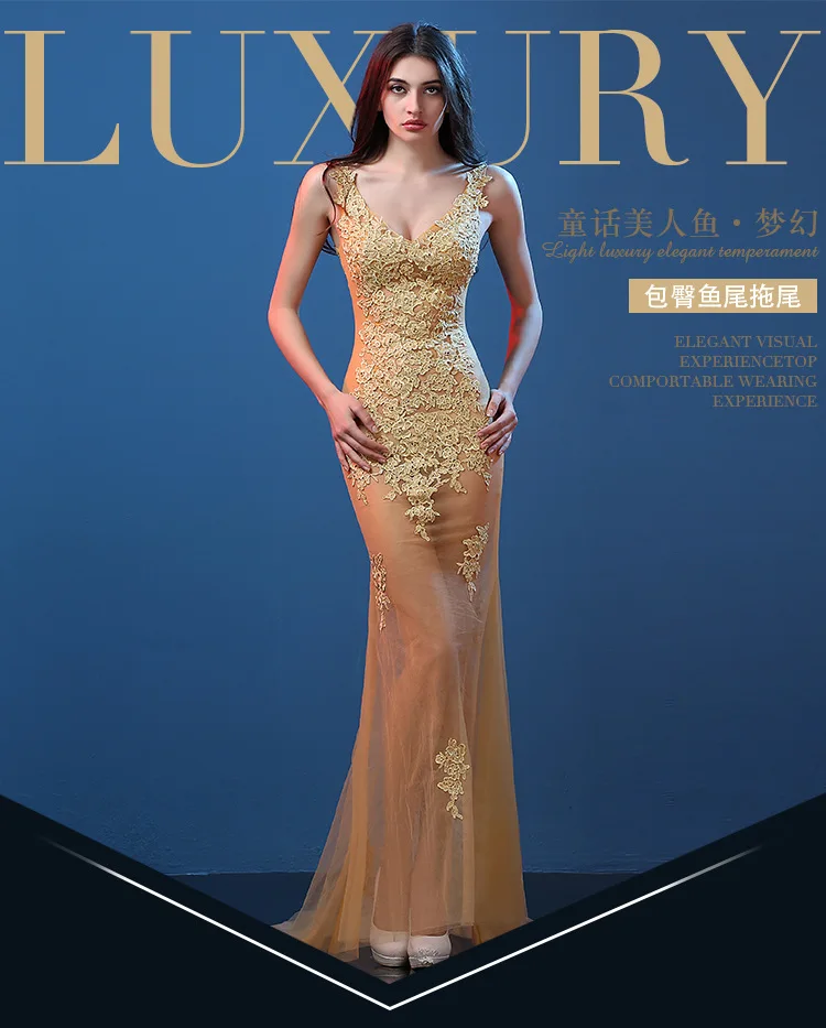 Lllusion – robe de soirée en maille, Sexy, col en v, pour boîte de nuit, dentelle élégante, applications, bon marché, robes de Cocktail, pour spectacles en voiture