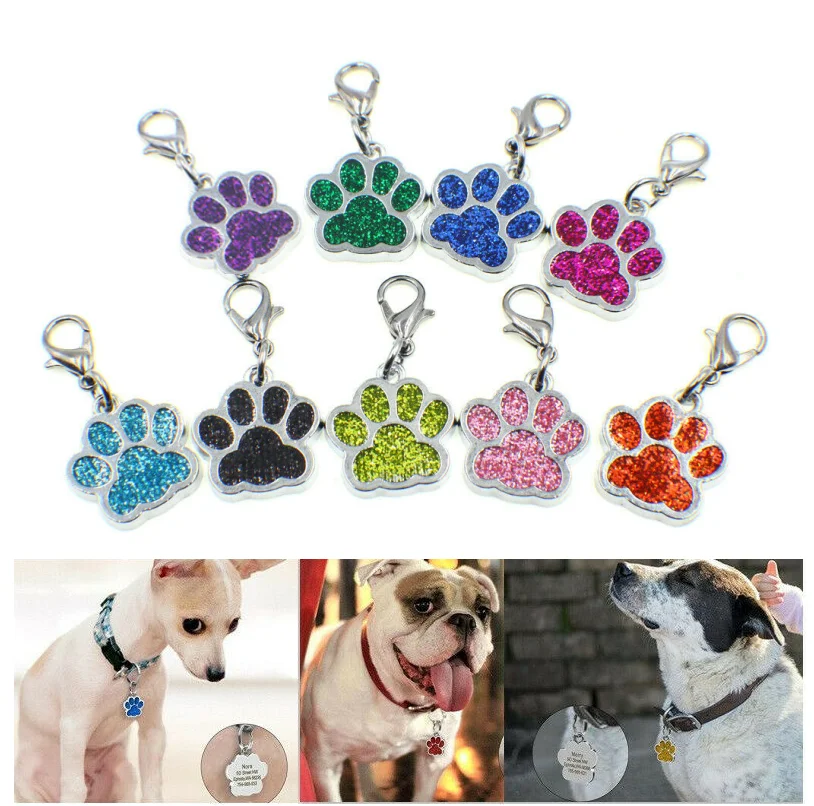 100pcs / Lot Pendant Dangle Charms Bling Cat Dog/Bear Footprints Paw Tag Fit for Key Chain Keyring DIY Keychain Jewelry