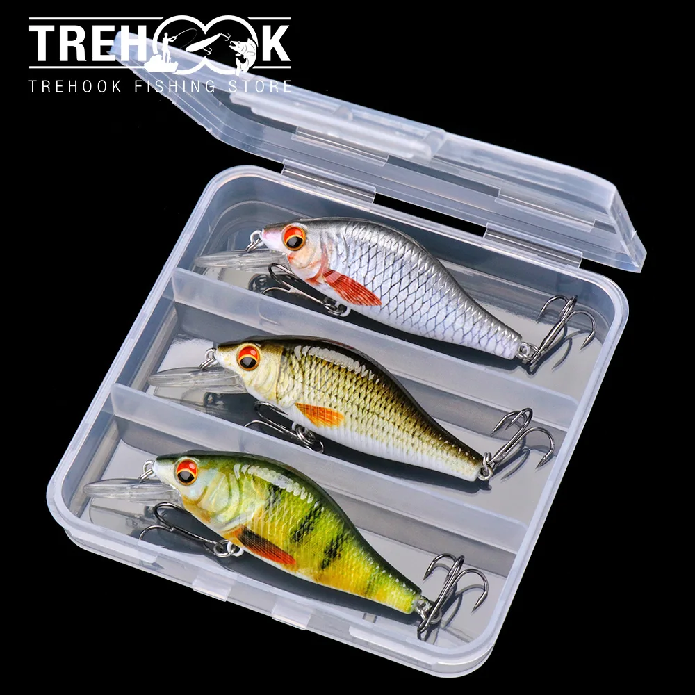 TREHOOK 3pcs 7cm 11g Floating Minnow Fishing Lure Set of Wobblers for Pike Artificial Baits Kit Crankbaits Fishing Tackle