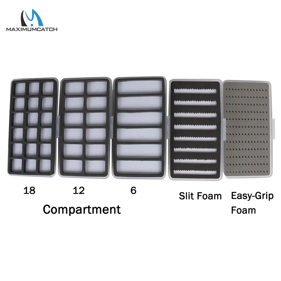 Maximumcatch 3pc/lot 185*103*13mm Easy-Grip Foam and Compartment Clear Slim Fly Box Hook Box