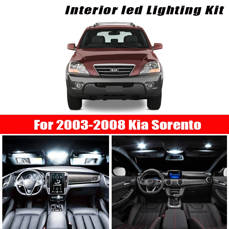 14 Bulbs White LED Car Door Light Interior Kit Fit For 2003-2006 2007 2008 Kia Sorento Map Dome Trunk Cargo License Lamp Canbus