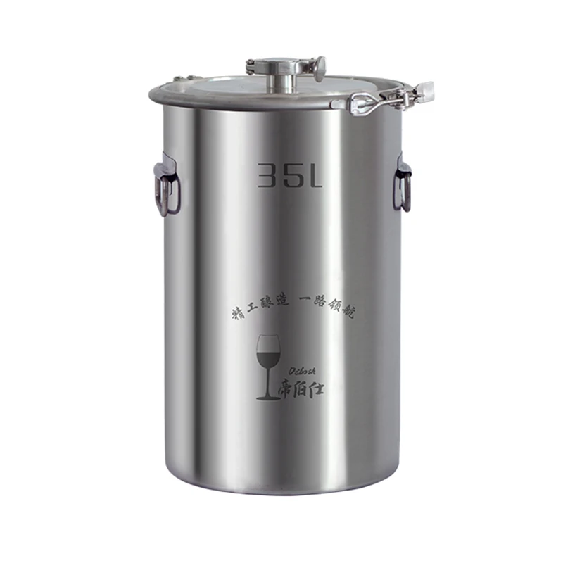 35L 304 Stainless Steel Bucket Home Brewing Fermentation Barrel Wine Fermentor Side Fitting Barrel Top Open Container