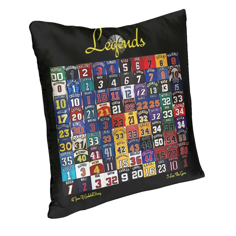 Basketball Legends Cushion Cover 40x40 Soft Jersey Pattern Throw Pillow Case for Sofa Car Square Pillowcase Home Decorative