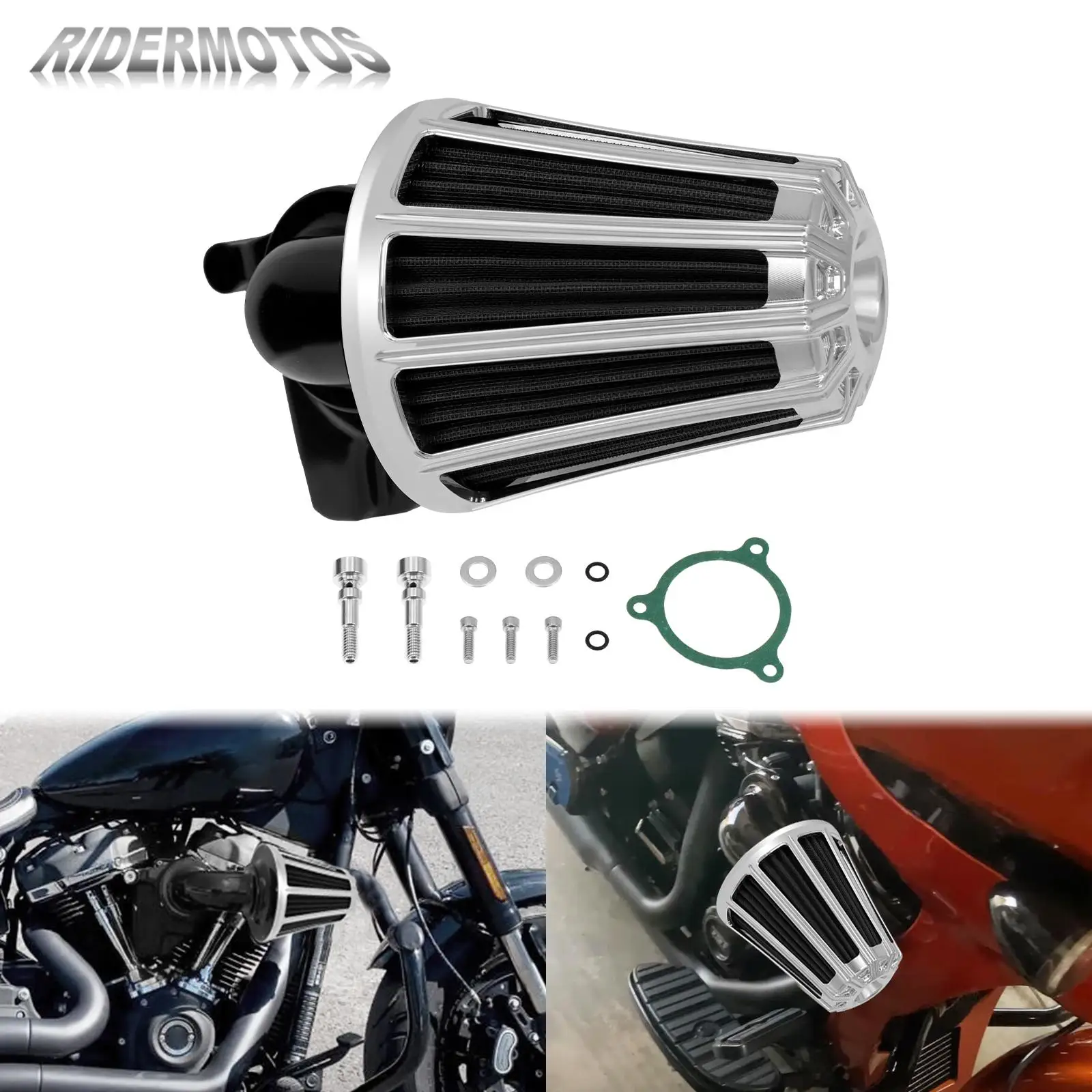 

Motorcycle Air Cleaner Intake Filter Chrome For Harley Softail Slim FLSL 107 2018-2021 Touring Street Glide Road King 2017-2021