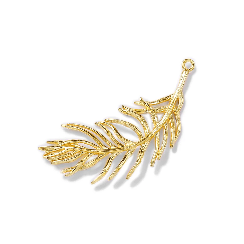 Factory wholesale Gold Color Brass Leaf Charms Pendants  Necklace and Bracelet Earring Diy Jewelry Making Supplies Accessories