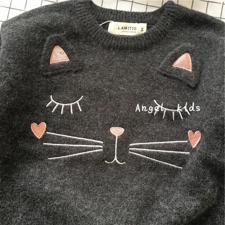 Tonytaobaby Autumn and Winter New Style Kitten Three Dimensional Embroidery High Elastic Rabbit Cashmere Sweater