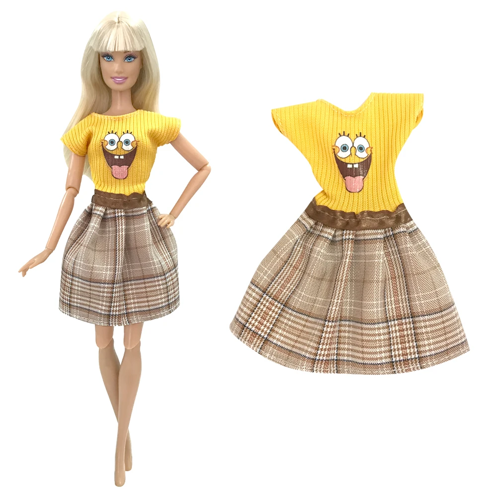 

1 Pcs Lovely Pattern Doll Outfit for 1/6 Doll Yellow Shirt Fashion Skirt Daily Casual Dress Accessories Doll Clothes