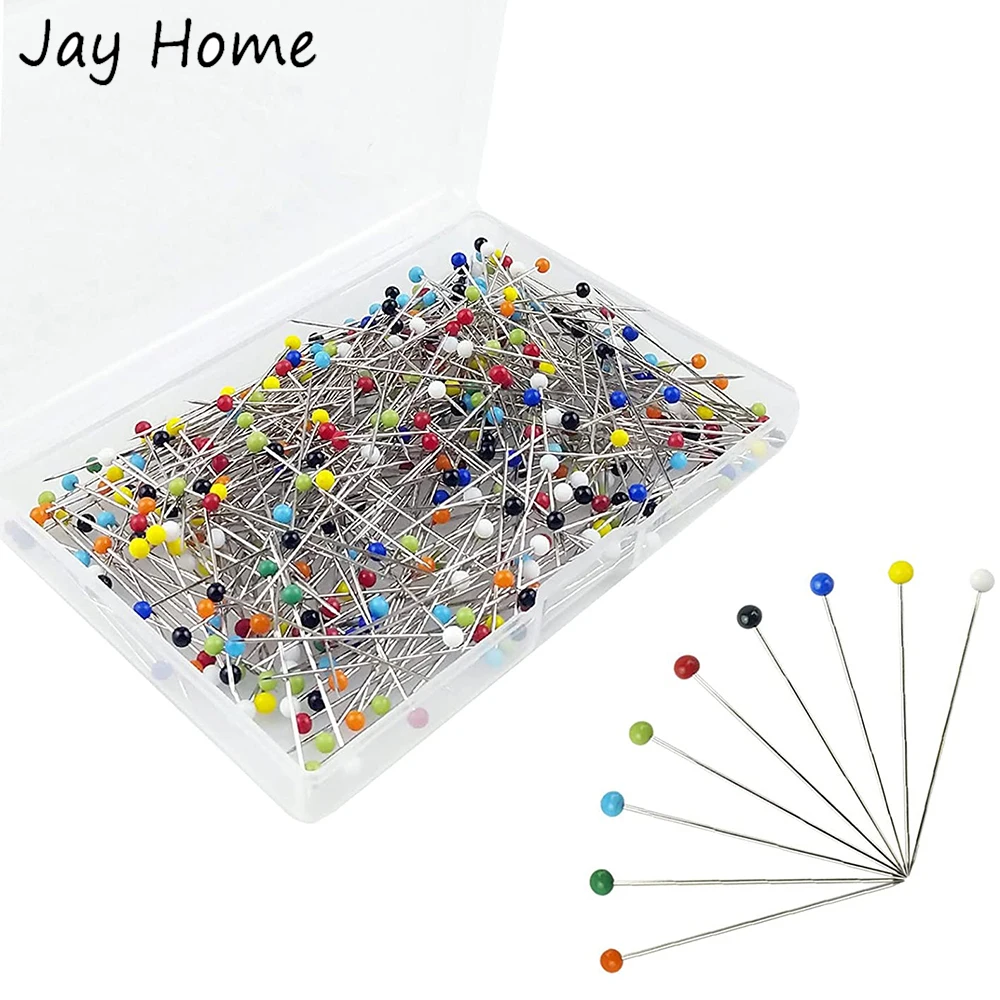 250Pcs Sewing Pins 38mm Glass Ball Head Pins Multicolor Straight Quilting Pins with Storage Box for Sewing DIY Dressmaker Crafts