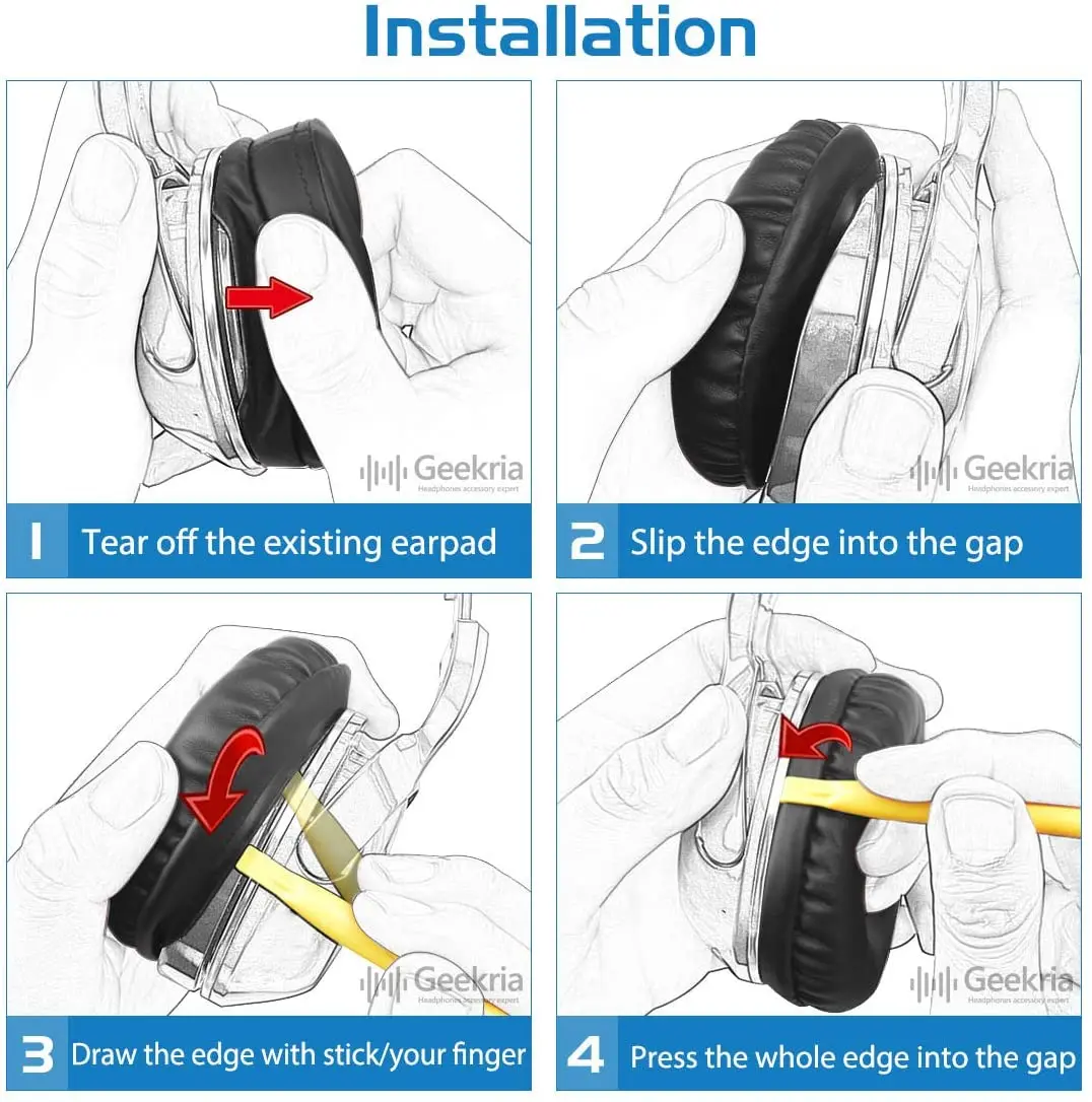 Almohadillas de repuesto de cuero proteico QuickFit para auriculares Sony MDR-V55 V500DJ, piezas de reparación de almohadillas para auriculares