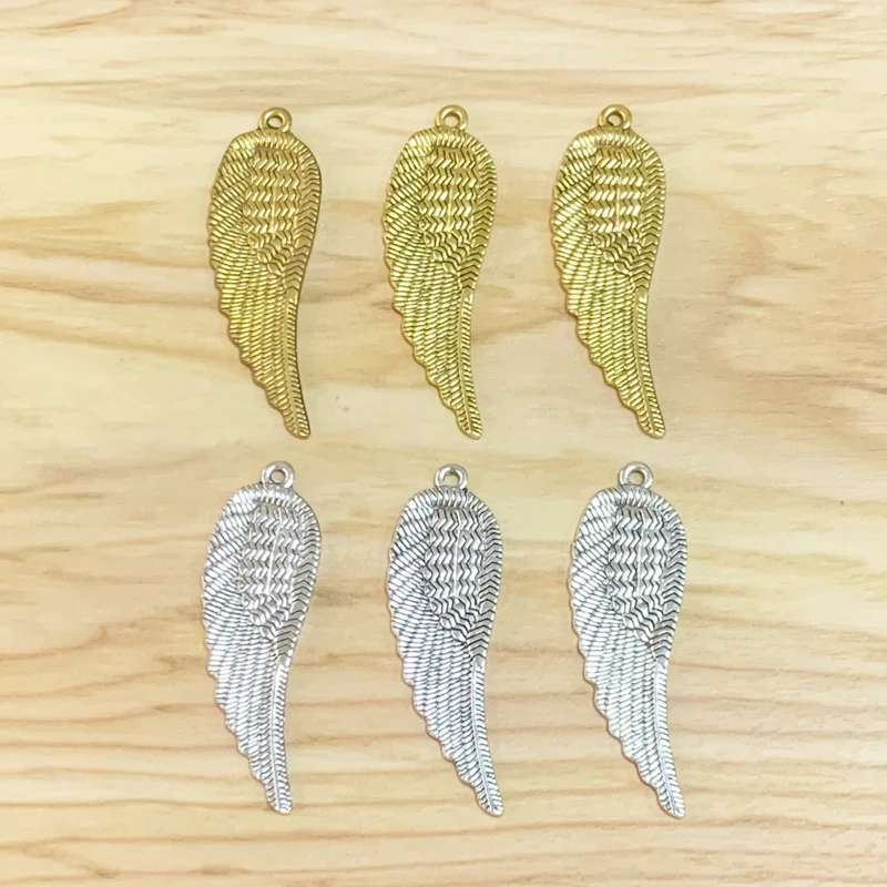 

20 Pieces Tibetan Silver/Gold Color Wings & Feather Charms Pendants for DIY Necklace Jewellery Making Accessories 52x16mm