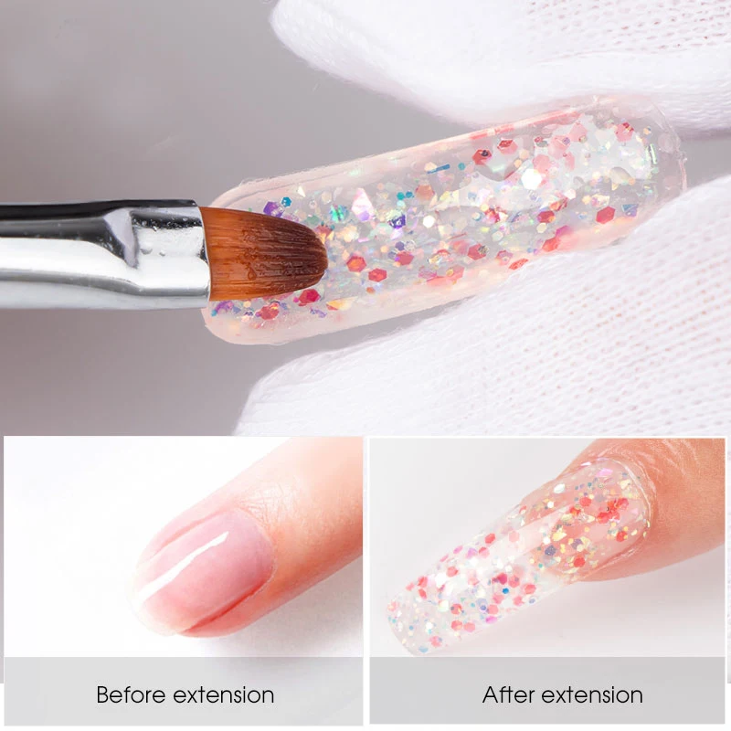 Limegirl 15Ml Poly Nail Gel Glitter Building Nail Gel Voor Manicure Nail Art Design Lichtgevende Polygels Uitbreiding Nail Gel voor Nail