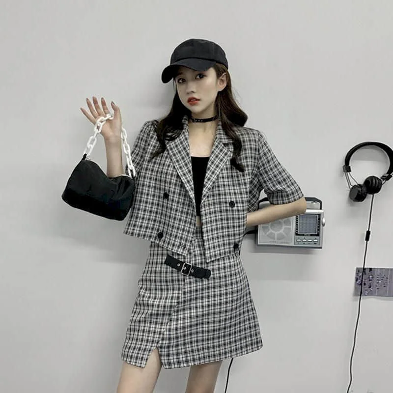 

2024 Autumn Two Piece Set Women Summer Korean Short Sleeve Shirt Wonen Clothing Matching Sets Sweat Suits Lounge Wear Top Skirt