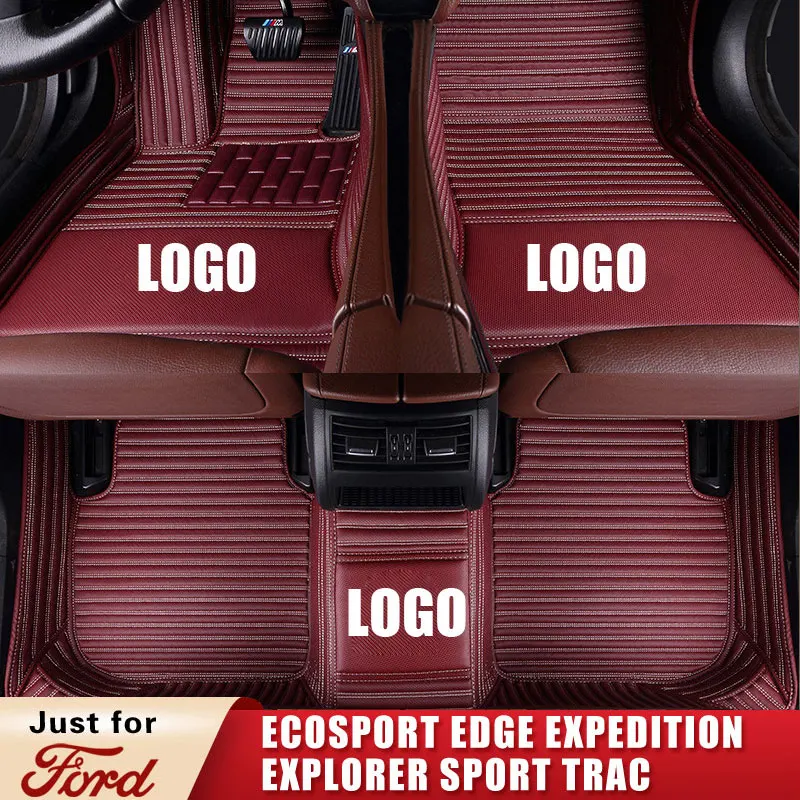 

Custom Leather Car Floor Mats for Ford EcoSport EDGE Expedition EXPLORER SPORT TRAC Crew Cab Pickup SUV Trunk Mat Carpet Cushion