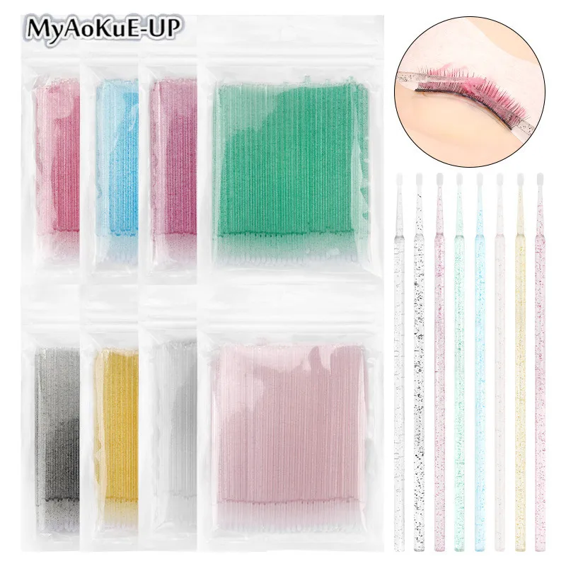 

100Pcs Disposable Crystal MicroBrush Individual Lash Removing Swab Micro Brush For Women Eyelash Extension Makeup Brush Tools