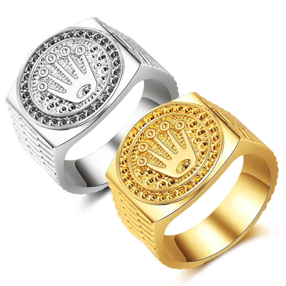 

Fashion Gold Plated Crown Ring Hip Hop Rock Party Ring Personality Cocktail Party Jewelry Couple Ring Anniversary Gift
